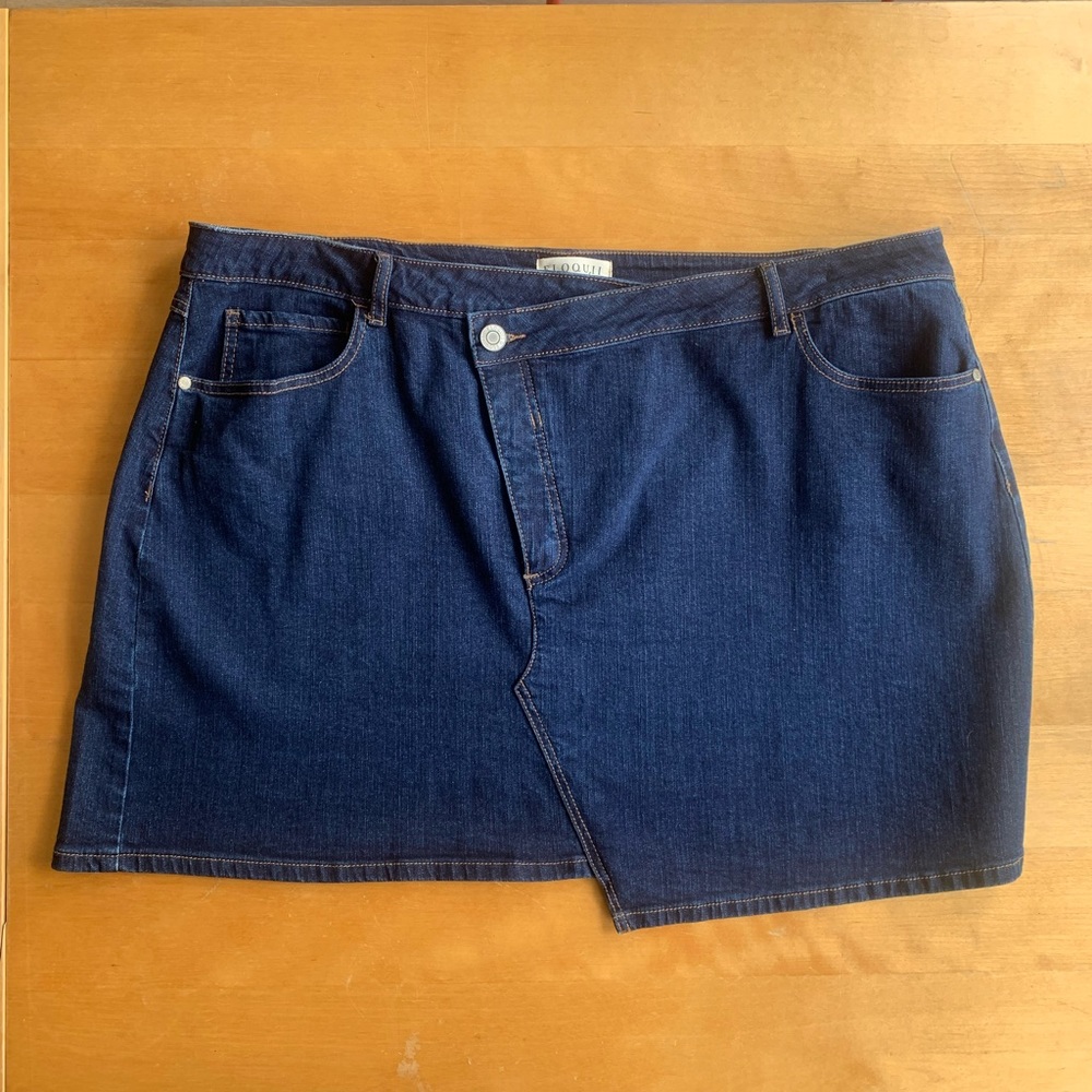 Asymmetrical Denim Mini Skirt
